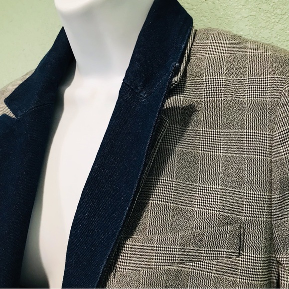 Kenneth Cole Denim Lapel Glen Plaid Blazer Sz US S - Picture 5 of 17
